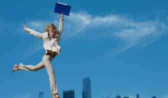 Successful business woman holding document folder for how much is 35 an hour concept