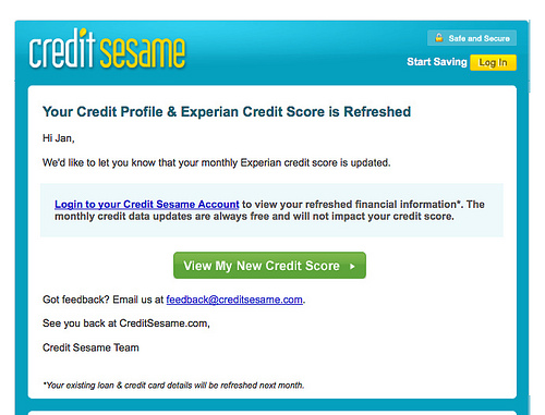 Credit Sesame Email Updates